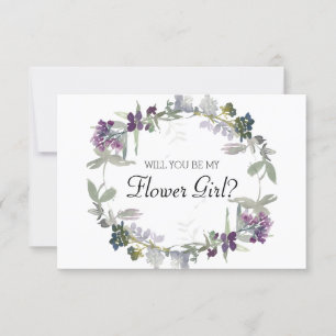 Carte Serez-Vous Mon Flower Girl Watercolor Lavender