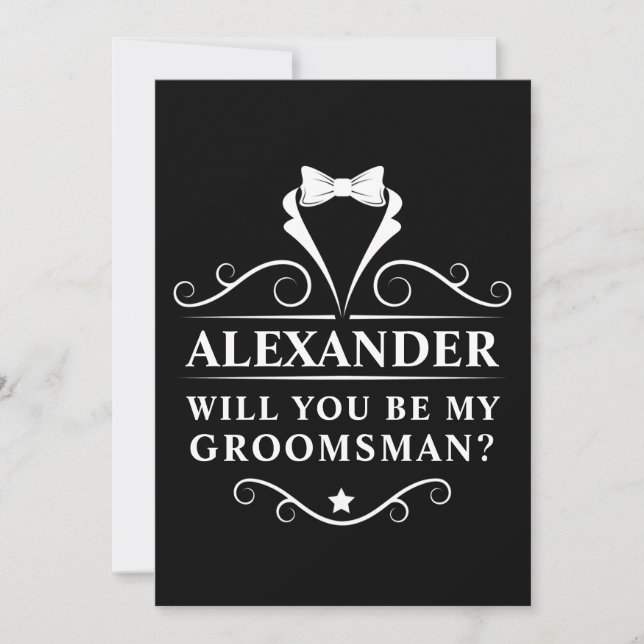Carte Serez-Vous Mon Groomsman Tuxedo Cravate Noir (Devant)