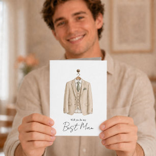 Carte Serez-vous mon témoin Costume gentleman