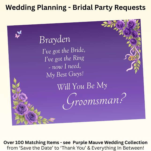 Carte Serez-vous mon témoin de mariage ? Fleurs Mauve Vi (Créateur téléchargé)