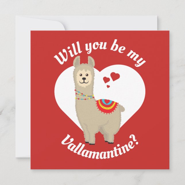Carte "Serez-vous mon Vallamantin ?" Llama Valentine (Devant)