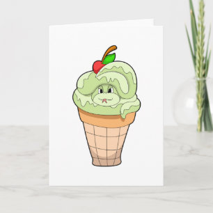 Carte Serpent avec cône crème glacée & cerise