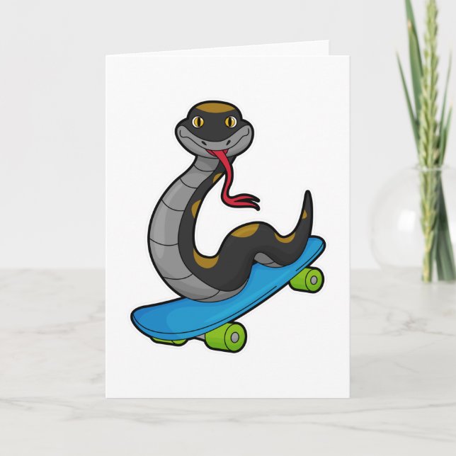 Carte Serpent comme patineur avec skateboard (Devant)
