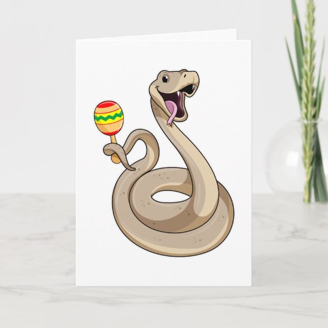 Carte Serpent en musicien avec maracas (Devant)