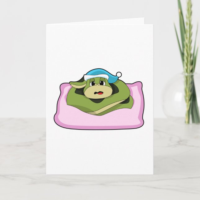 Carte Serpent endormi avec bonnet de nuit (Devant)