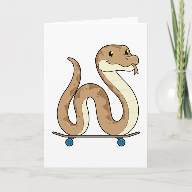 Carte Serpent patineur avec planche à roulettes (Devant)