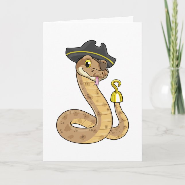 Carte Serpent pirate avec main crochue et cache-œil (Devant)