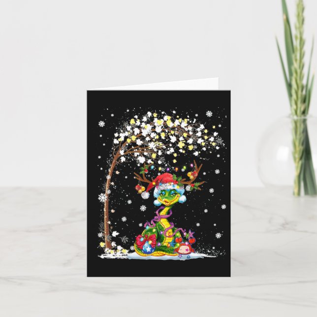 Carte Serpent Reindeer Casquette Père Noël sapin de Noël (Devant)