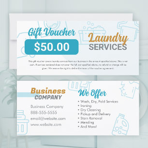 Carte Services de blanchisserie Pièce cadeau Lave-linge 