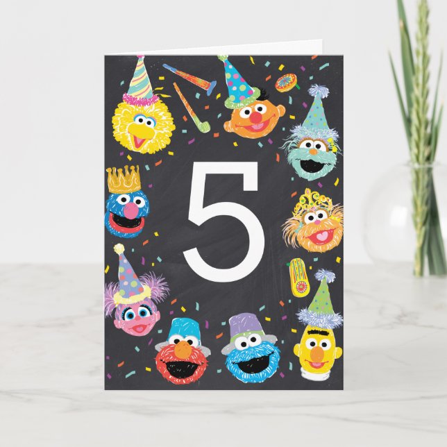 Carte Sesame Street Confetti Joyeux 5e anniversaire (Devant)