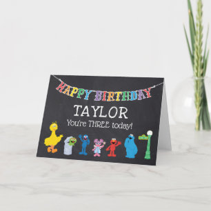 Carte Sesame Street Pals Chalkboard Arc-en-ciel Annivers