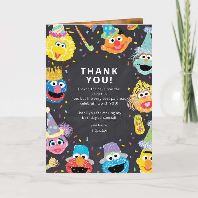 Carte Sesame Street Pals Confetti Anniversaire Merci (Devant)