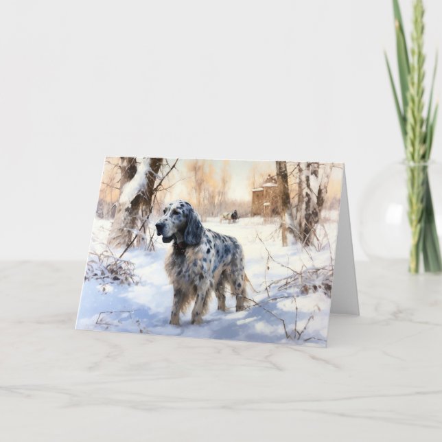 Carte Setter anglais laissez-le neiger Noël (Devant)