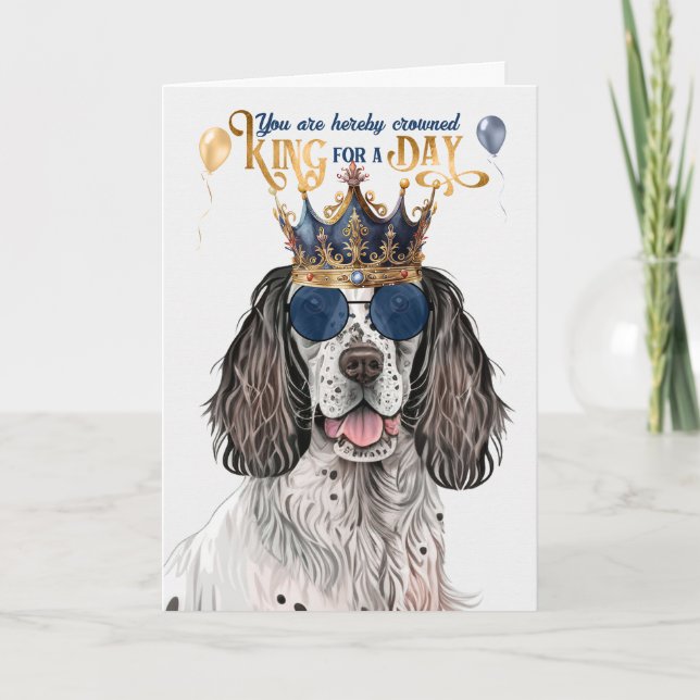 Carte Setter King anglais pour une journée drôle d'anniv (Devant)