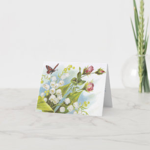Carte Shabby Chic Butterfly, Roses & Lily de la Vallée