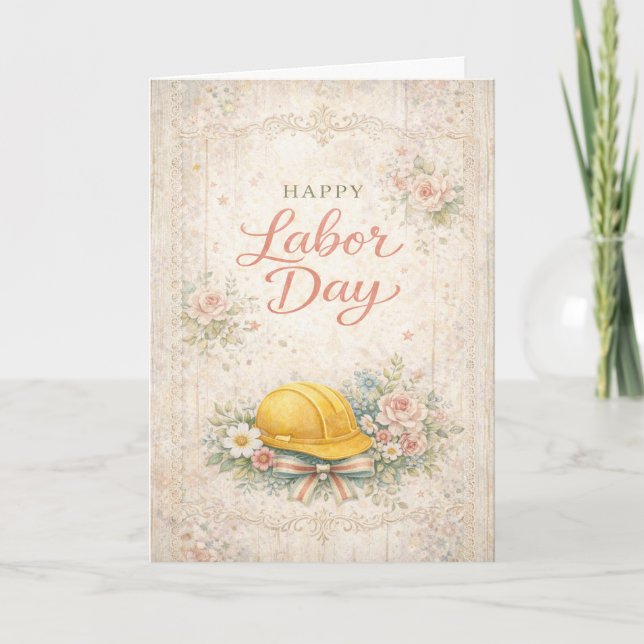 Carte Shabby Chic Pink Happy Labor Day (Devant)