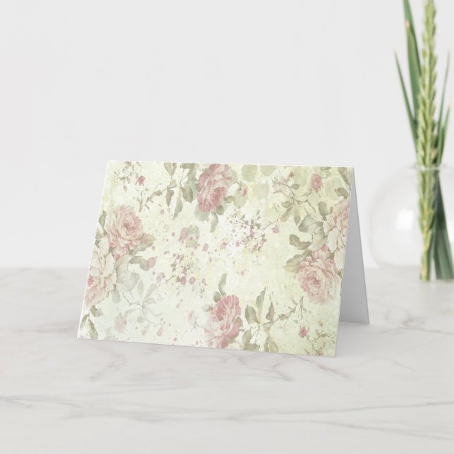 Carte Shabby Chic Rose Floral (Devant)