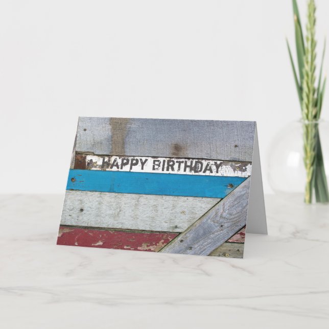 Carte Shabby Chic Wood Anniversaire (Devant)