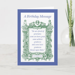 Carte Shakespeare Grand Anniversaire Orné Français Frame
