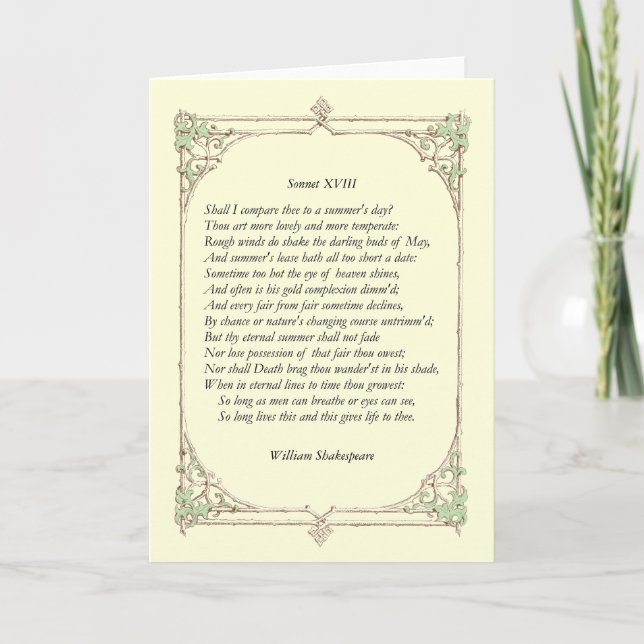 Carte Shakespeare Sonnet # 18 (Devant)