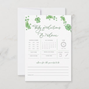 Carte Shamrock Baby Predictions Conseil Baby shower jeu