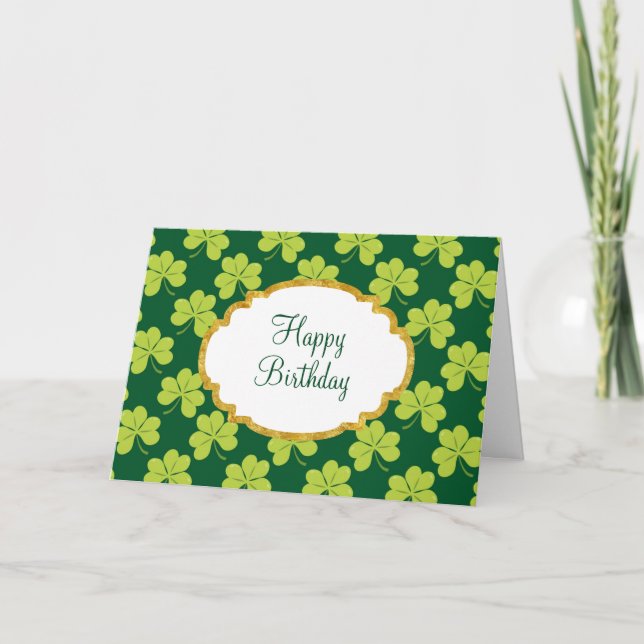 Carte Shamrock de Clover Vert mignon Anniversaire Motif (Devant)