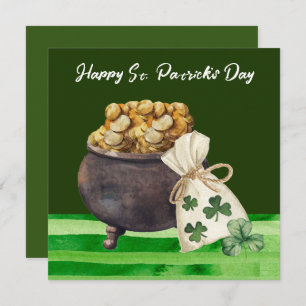 Carte Shamrock de la Saint-Patrick Clover and Pot
