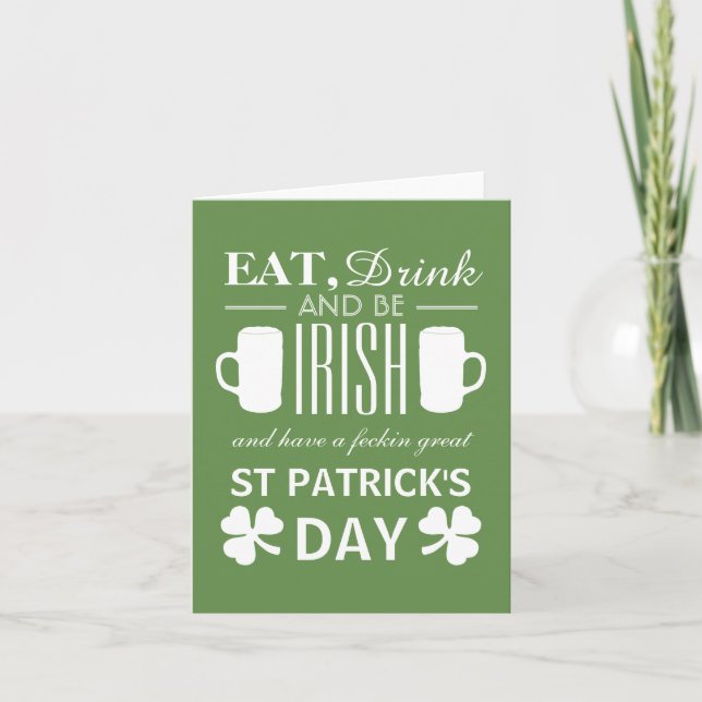 Carte Shamrock et bière irlandaise St Patrick's Day (Devant)