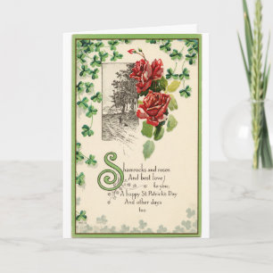 Carte Shamrock Et Rose