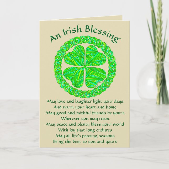 Carte Shamrock irlandais de Celtic de bénédiction de Z (Devant)