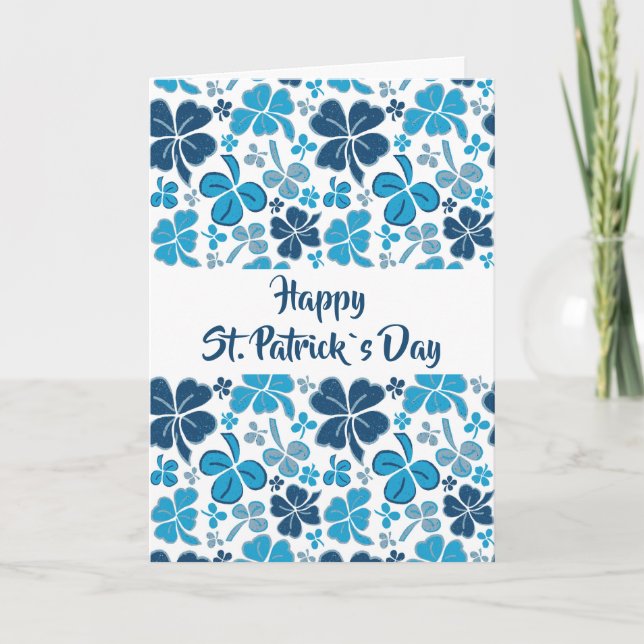 Carte Shamrock Motif de trèfle bleu Saint Patrick`s Day (Devant)