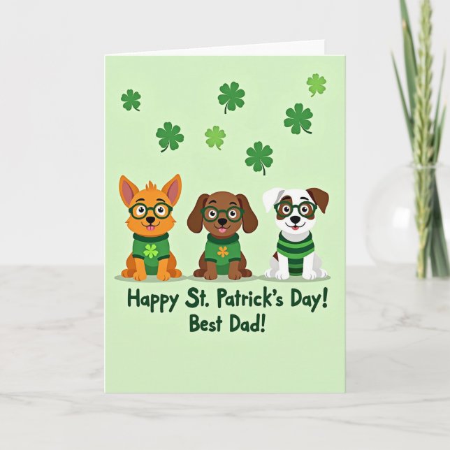 Carte Shamrock Puppy Best Dad Card (Devant)