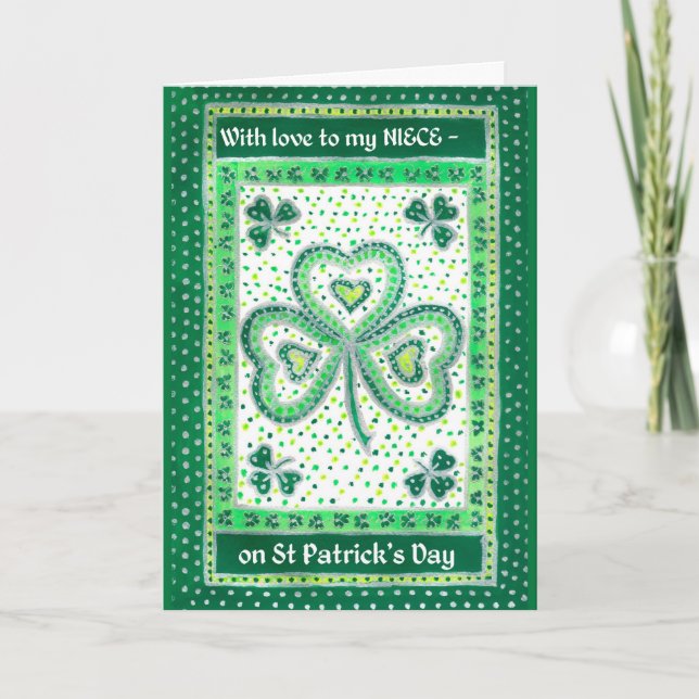 Carte shamrock Saint Patrick pour une nièce (Devant)