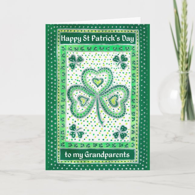 Carte shamrock St Patrick's Day pour grands-parent (Devant)