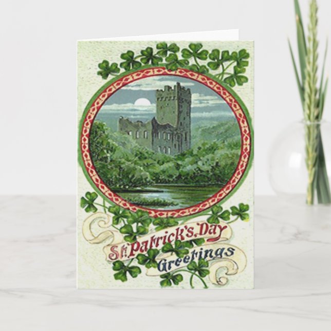 Carte Shamrock vert de l'Irlande de château de cajolerie (Devant)