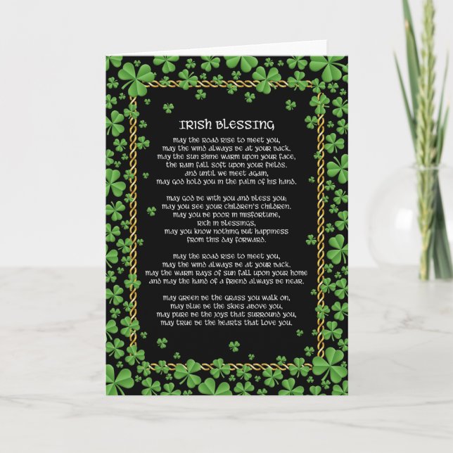 Carte Shamrocks de bénédiction et corde irlandais de (Devant)