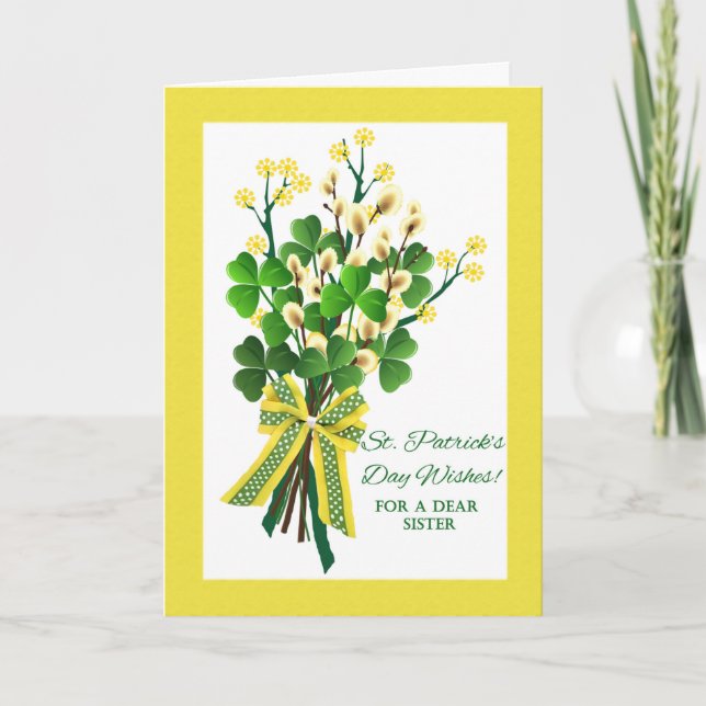 Carte Shamrocks de la Saint Patrick pour soeur (Devant)