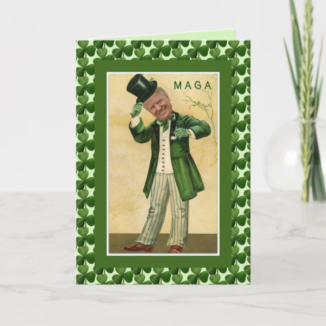 Carte Shamrocks du jour MAGA de St Patricks de Donald (Devant)
