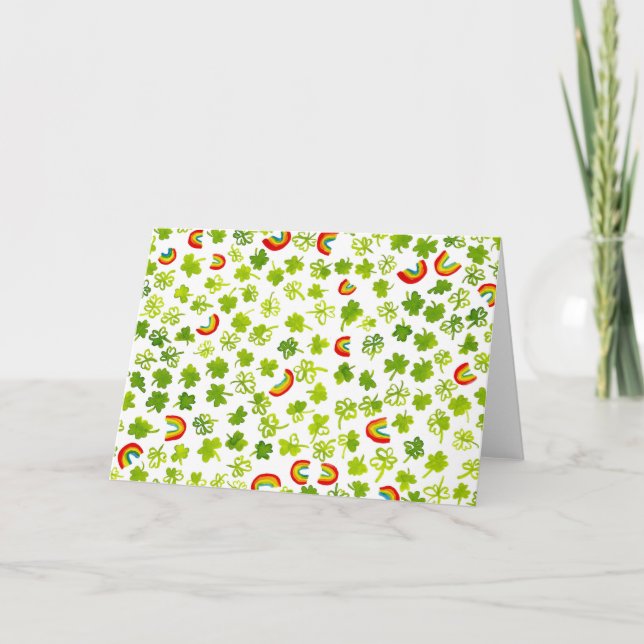 Carte Shamrocks et arcs-en-ciel PERSONNALISABLES (Devant)