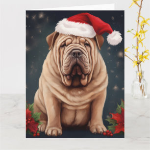 Carte Shar Pei Chien dans Noël de neige