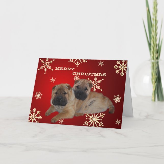 Carte Shar Pei Puppies Snowflake (Devant)