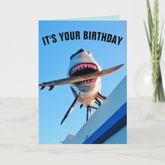 CARTE SHARK BIRTHDAY FUNNY KILLER SHARK GREETING CARD (Devant)