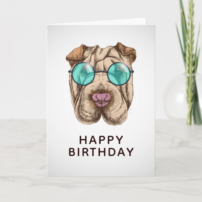 Carte Sharpei dans les lunettes de soleil | Ajouter votr (Devant)