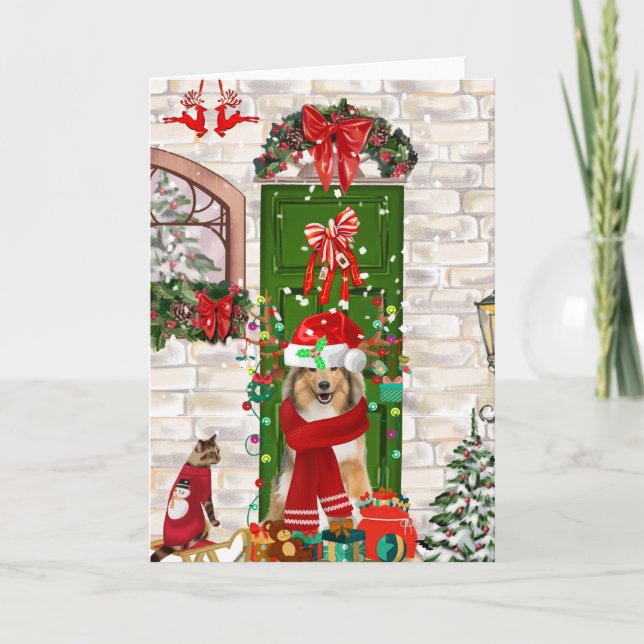 Carte Sheltie Chien Noël (Devant)