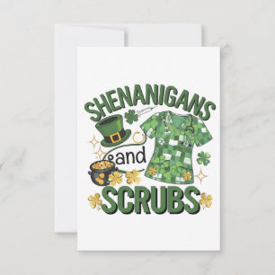 Carte Shenanigans and Scrubs Funny Nursing St Patrick's