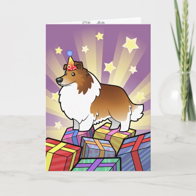 Carte Shetland Sheepdog Anniversaire / Collie (Devant)