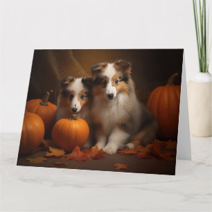 Carte Shetland Sheepdog Chiot Chiot Automne Citrouille d