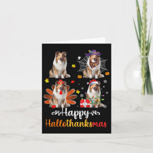 Carte Shetland Sheepdog Halloween Noël Happy Hallot