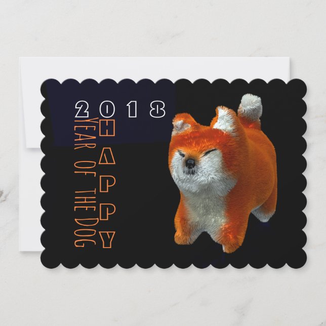 Carte Shiba Chiot 3D Art numérique Chien Année 2018 Cart (Devant)