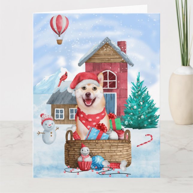 Carte Shiba Inu Chien dans la neige Maison de Chien de N (Devant)